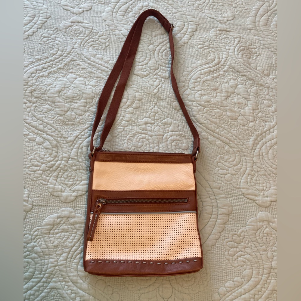White and Brown Leather Purse from the Sak